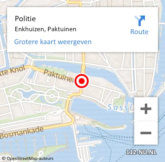 Locatie op kaart van de 112 melding: Politie Enkhuizen, Paktuinen op 23 september 2015 15:37