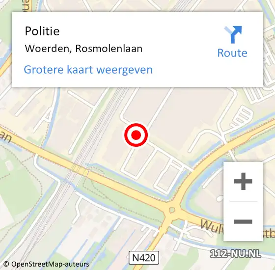 Locatie op kaart van de 112 melding: Politie Woerden, Rosmolenlaan op 23 september 2015 15:42