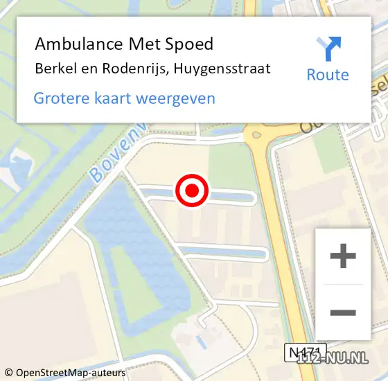 Locatie op kaart van de 112 melding: Ambulance Met Spoed Naar Berkel en Rodenrijs, Huygensstraat op 23 september 2015 17:24