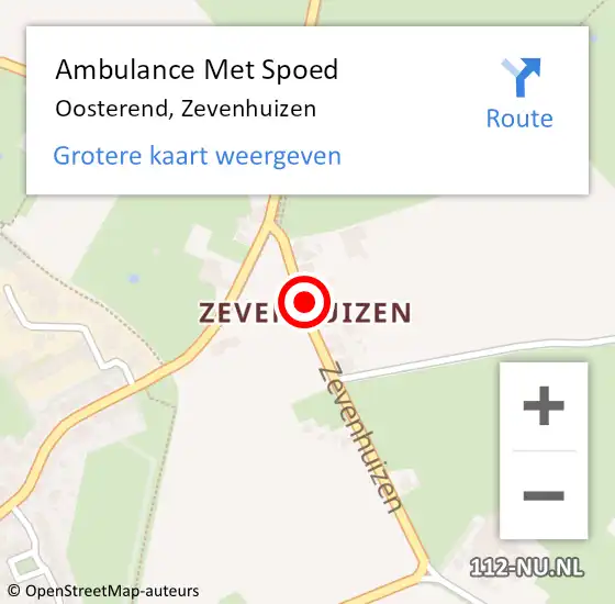 Locatie op kaart van de 112 melding: Ambulance Met Spoed Naar Oosterend, Zevenhuizen op 23 september 2015 22:33