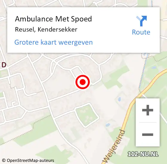 Locatie op kaart van de 112 melding: Ambulance Met Spoed Naar Reusel, Kendersekker op 23 september 2015 23:11