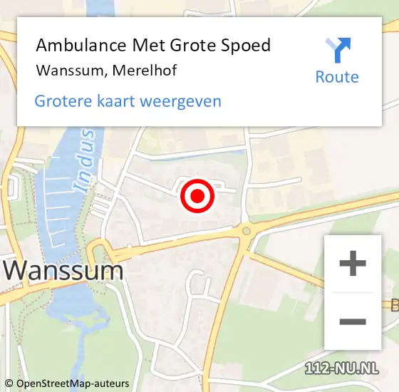 Locatie op kaart van de 112 melding: Ambulance Met Grote Spoed Naar Wanssum, Merelhof op 13 september 2013 13:55