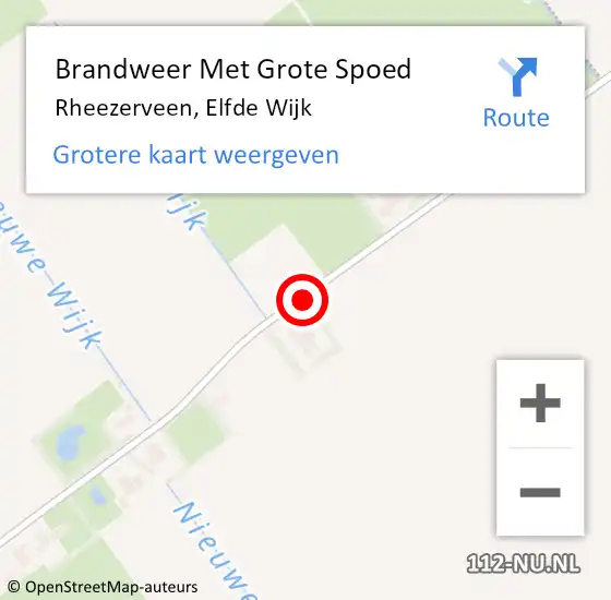 Locatie op kaart van de 112 melding: Brandweer Met Grote Spoed Naar Rheezerveen, Elfde Wijk op 24 september 2015 08:31