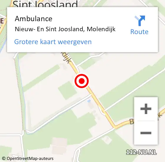 Locatie op kaart van de 112 melding: Ambulance Nieuw- En Sint Joosland, Molendijk op 24 september 2015 12:13