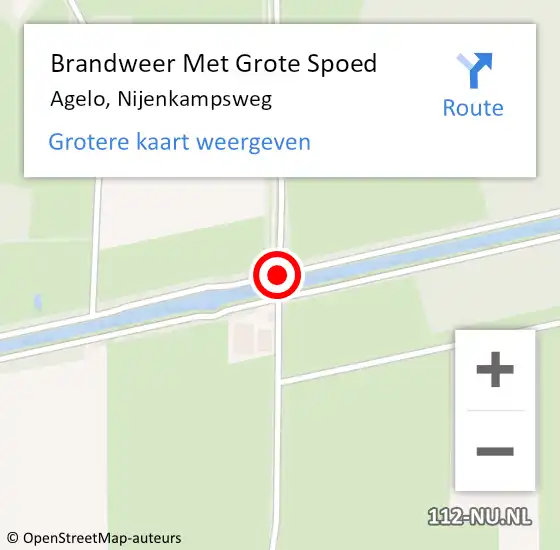 Locatie op kaart van de 112 melding: Brandweer Met Grote Spoed Naar Agelo, Nijenkampsweg op 24 september 2015 13:32
