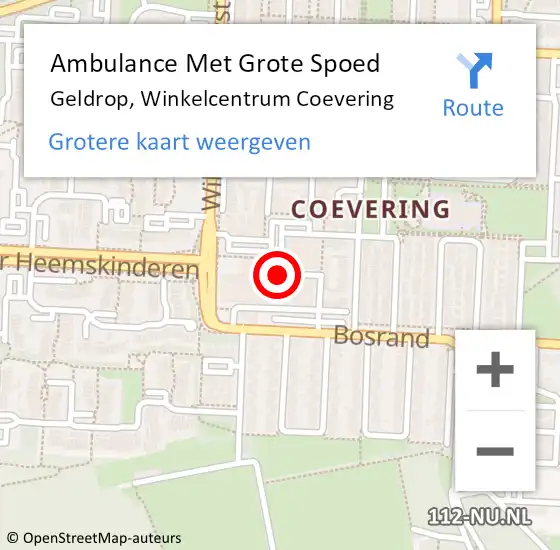 Locatie op kaart van de 112 melding: Ambulance Met Grote Spoed Naar Geldrop, Winkelcentrum Coevering op 24 september 2015 15:23