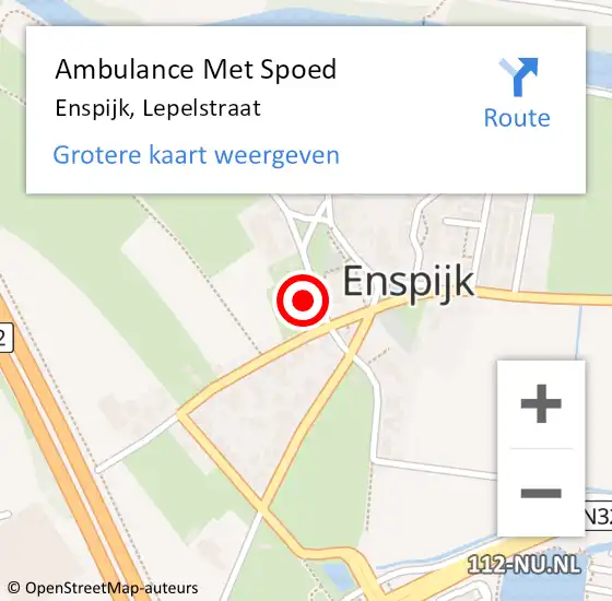 Locatie op kaart van de 112 melding: Ambulance Met Spoed Naar Enspijk, Lepelstraat op 24 september 2015 16:09