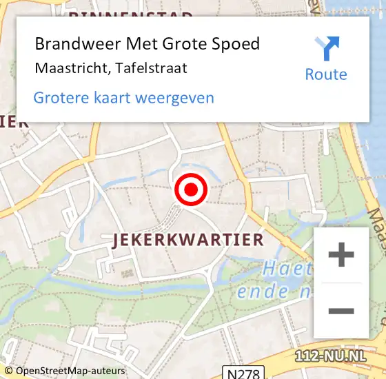 Locatie op kaart van de 112 melding: Brandweer Met Grote Spoed Naar Maastricht, Tafelstraat op 24 september 2015 16:11