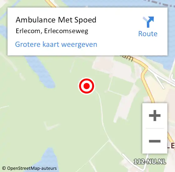 Locatie op kaart van de 112 melding: Ambulance Met Spoed Naar Erlecom, Erlecomseweg op 24 september 2015 16:43