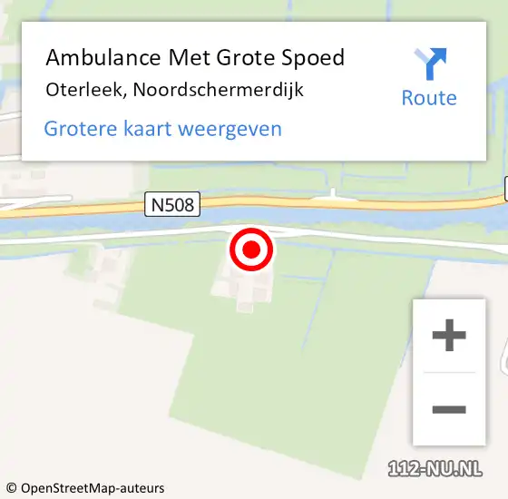 Locatie op kaart van de 112 melding: Ambulance Met Grote Spoed Naar Oterleek, Noordschermerdijk op 24 september 2015 17:36