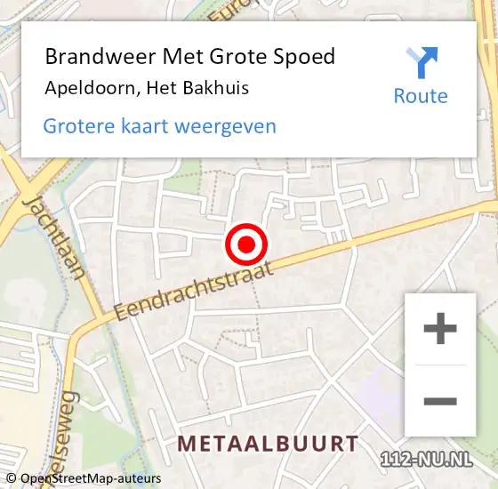 Locatie op kaart van de 112 melding: Brandweer Met Grote Spoed Naar Apeldoorn, Het Bakhuis op 24 september 2015 20:55