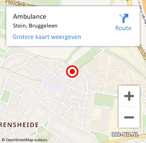 Locatie op kaart van de 112 melding: Ambulance Stein, Bruggeleen op 21 november 2013 14:18