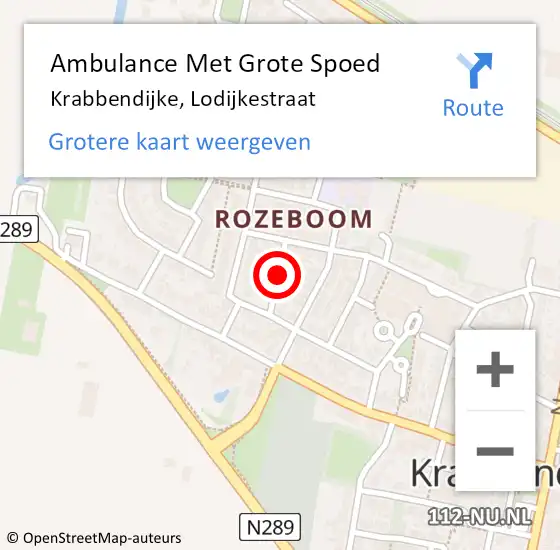 Locatie op kaart van de 112 melding: Ambulance Met Grote Spoed Naar Krabbendijke, Lodijkestraat op 24 september 2015 23:12