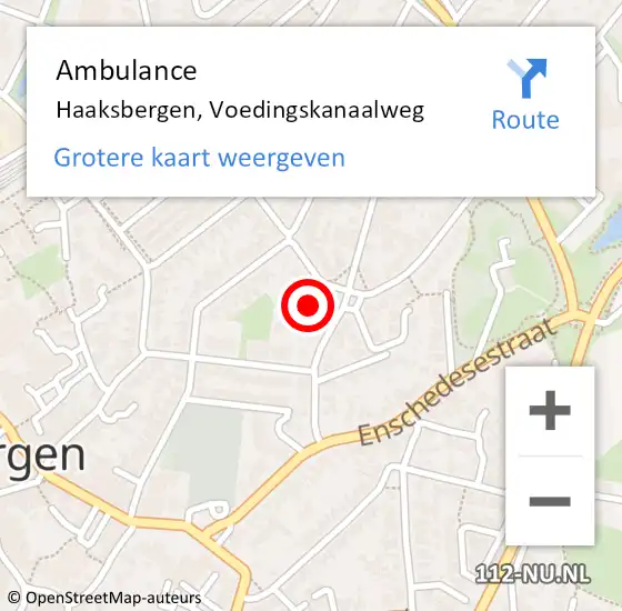 Locatie op kaart van de 112 melding: Ambulance Haaksbergen, Voedingskanaalweg op 21 november 2013 14:32