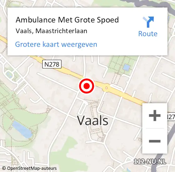 Locatie op kaart van de 112 melding: Ambulance Met Grote Spoed Naar Vaals, Maastrichterlaan op 21 november 2013 14:32