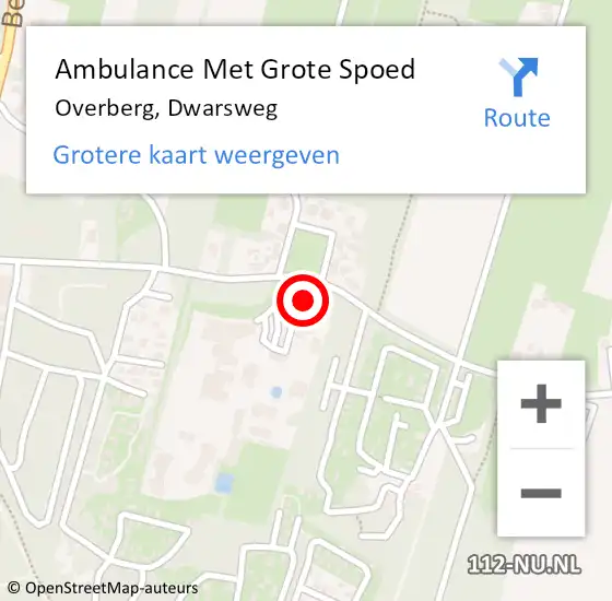 Locatie op kaart van de 112 melding: Ambulance Met Grote Spoed Naar Overberg, Dwarsweg op 25 september 2015 02:41