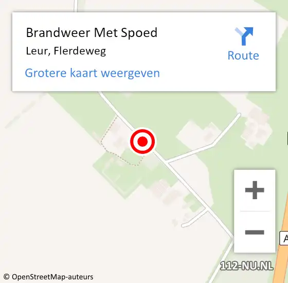 Locatie op kaart van de 112 melding: Brandweer Met Spoed Naar Leur, Flerdeweg op 25 september 2015 07:13