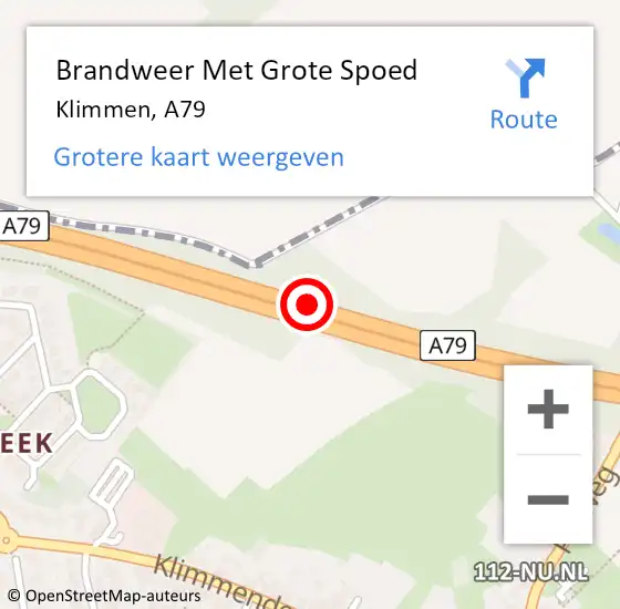 Locatie op kaart van de 112 melding: Brandweer Met Grote Spoed Naar Klimmen, A79 op 25 september 2015 07:34