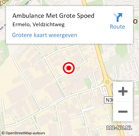 Locatie op kaart van de 112 melding: Ambulance Met Grote Spoed Naar Ermelo, Veldzichtweg op 21 november 2013 14:46