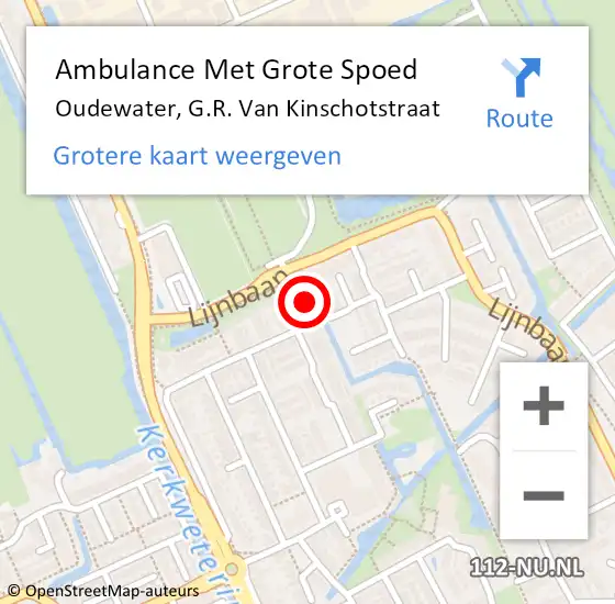 Locatie op kaart van de 112 melding: Ambulance Met Grote Spoed Naar Oudewater, G.R. Van Kinschotstraat op 25 september 2015 09:12