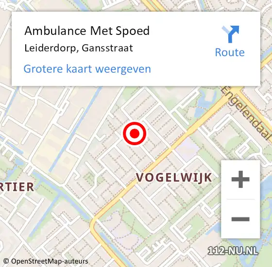 Locatie op kaart van de 112 melding: Ambulance Met Spoed Naar Leiderdorp, Gansstraat op 25 september 2015 09:39