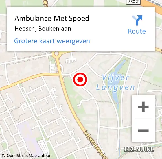 Locatie op kaart van de 112 melding: Ambulance Met Spoed Naar Heesch, Beukenlaan op 25 september 2015 09:50