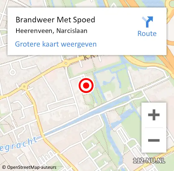 Locatie op kaart van de 112 melding: Brandweer Met Spoed Naar Heerenveen, Narcislaan op 25 september 2015 10:03