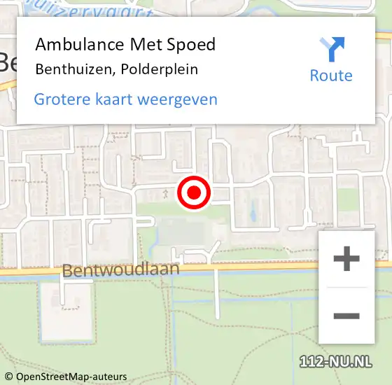 Locatie op kaart van de 112 melding: Ambulance Met Spoed Naar Benthuizen, Polderplein op 25 september 2015 10:36