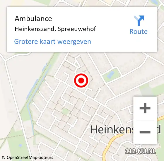 Locatie op kaart van de 112 melding: Ambulance Heinkenszand, Spreeuwehof op 25 september 2015 12:43