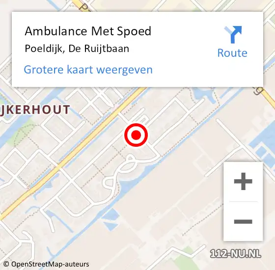 Locatie op kaart van de 112 melding: Ambulance Met Spoed Naar Poeldijk, De Ruijtbaan op 25 september 2015 13:10