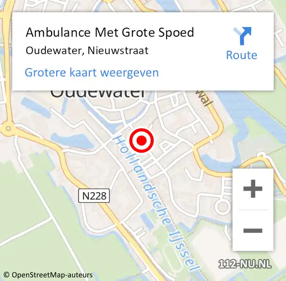 Locatie op kaart van de 112 melding: Ambulance Met Grote Spoed Naar Oudewater, Nieuwstraat op 13 september 2013 14:08