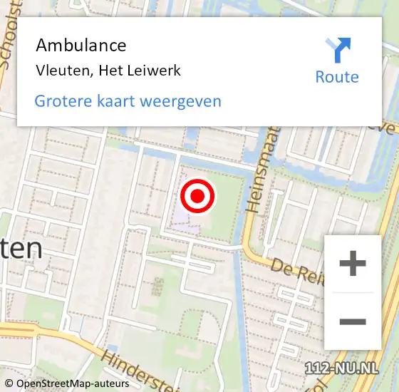 Locatie op kaart van de 112 melding: Ambulance Vleuten, Het Leiwerk op 21 november 2013 15:24