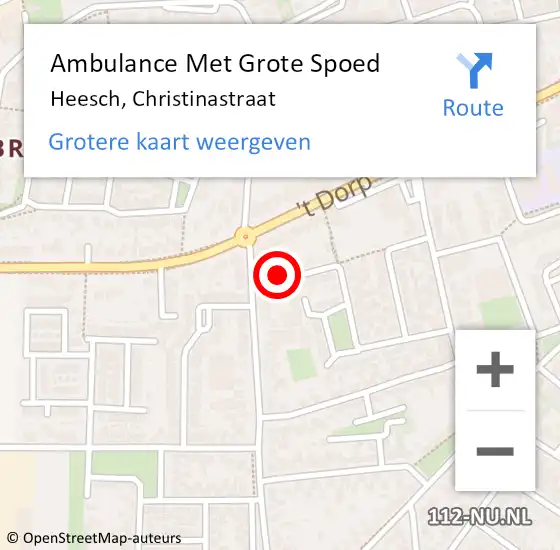 Locatie op kaart van de 112 melding: Ambulance Met Grote Spoed Naar Heesch, Christinastraat op 25 september 2015 14:59