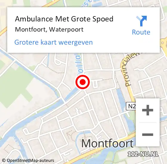 Locatie op kaart van de 112 melding: Ambulance Met Grote Spoed Naar Montfoort, Waterpoort op 25 september 2015 15:08