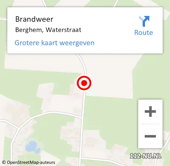 Locatie op kaart van de 112 melding: Brandweer Berghem, Waterstraat op 25 september 2015 15:27