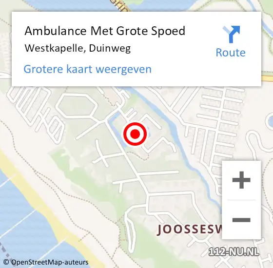 Locatie op kaart van de 112 melding: Ambulance Met Grote Spoed Naar Westkapelle, Duinweg op 25 september 2015 17:27