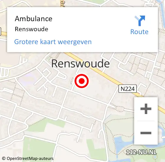 Locatie op kaart van de 112 melding: Ambulance Renswoude op 25 september 2015 17:32