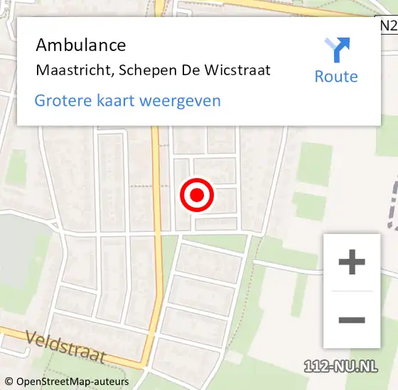 Locatie op kaart van de 112 melding: Ambulance Maastricht, Schepen De Wicstraat op 21 november 2013 15:52