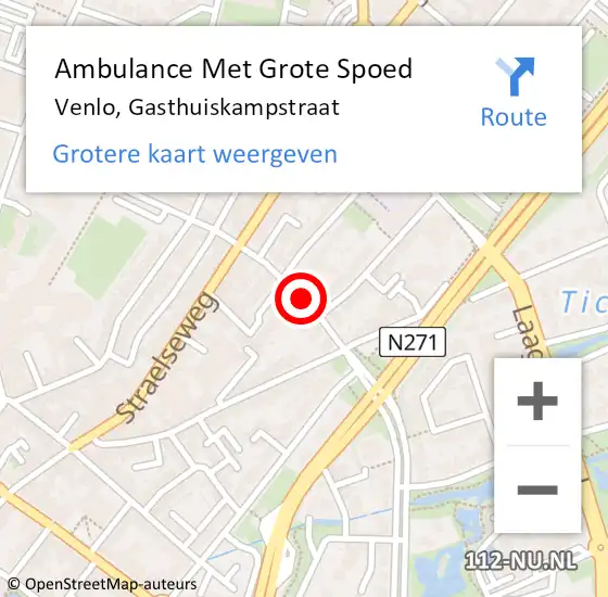 Locatie op kaart van de 112 melding: Ambulance Met Grote Spoed Naar Venlo, Gasthuiskampstraat op 25 september 2015 19:56