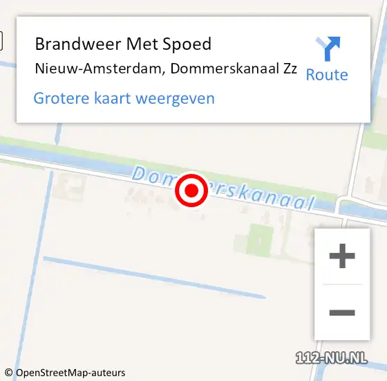 Locatie op kaart van de 112 melding: Brandweer Met Spoed Naar Nieuw-Amsterdam, Dommerskanaal Zz op 25 september 2015 20:42