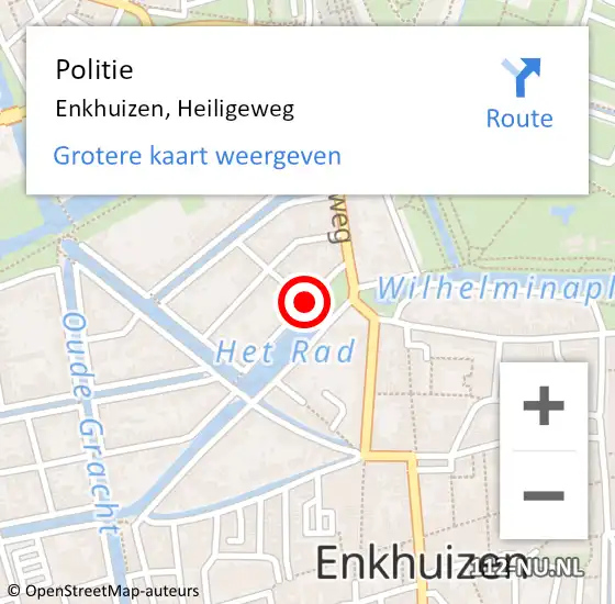 Locatie op kaart van de 112 melding: Politie Enkhuizen, Heiligeweg op 25 september 2015 20:56