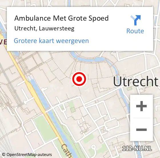 Locatie op kaart van de 112 melding: Ambulance Met Grote Spoed Naar Utrecht, Lauwersteeg op 25 september 2015 23:01