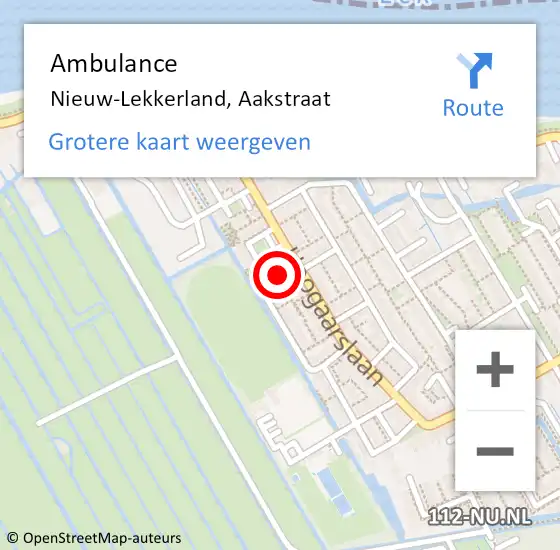 Locatie op kaart van de 112 melding: Ambulance Nieuw-Lekkerland, Aakstraat op 21 november 2013 16:14