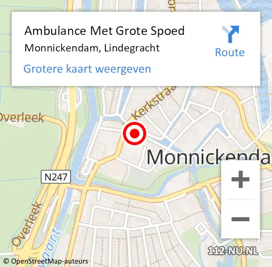 Locatie op kaart van de 112 melding: Ambulance Met Grote Spoed Naar Monnickendam, Lindegracht op 25 september 2015 23:53