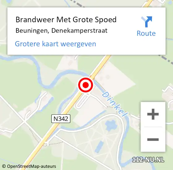 Locatie op kaart van de 112 melding: Brandweer Met Grote Spoed Naar Beuningen, Denekamperstraat op 25 september 2015 23:55