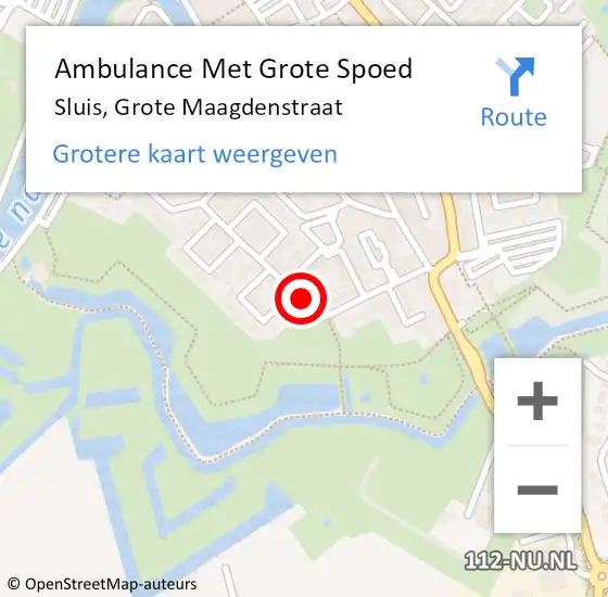 Locatie op kaart van de 112 melding: Ambulance Met Grote Spoed Naar Sluis, Grote Maagdenstraat op 26 september 2015 00:38