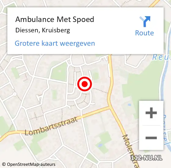 Locatie op kaart van de 112 melding: Ambulance Met Spoed Naar Diessen, Kruisberg op 26 september 2015 01:13