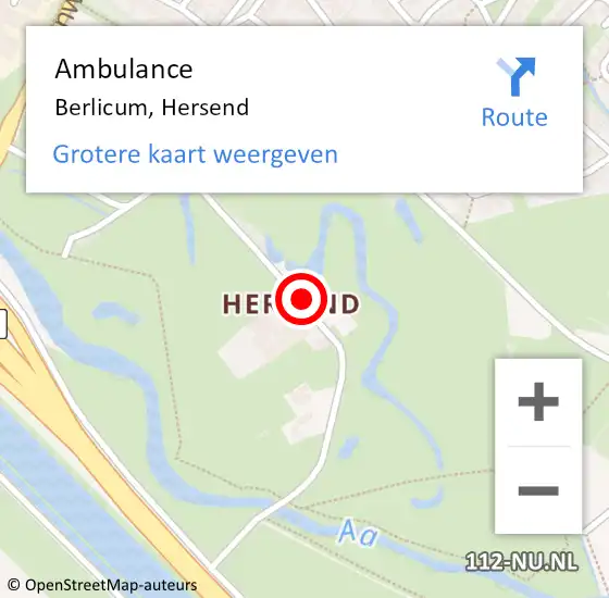 Locatie op kaart van de 112 melding: Ambulance Berlicum, Hersend op 26 september 2015 09:53