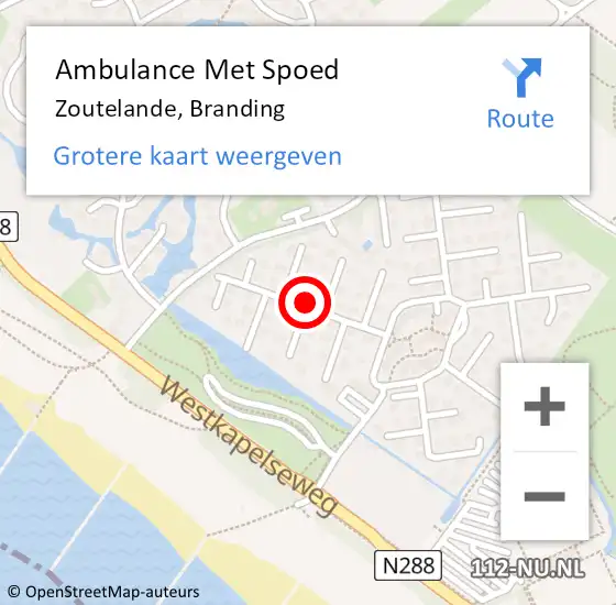 Locatie op kaart van de 112 melding: Ambulance Met Spoed Naar Zoutelande, Branding op 26 september 2015 10:08