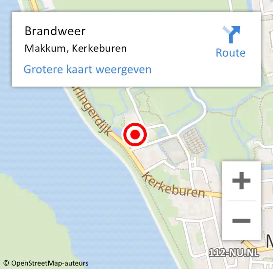 Locatie op kaart van de 112 melding: Brandweer Makkum, Kerkeburen op 26 september 2015 11:28